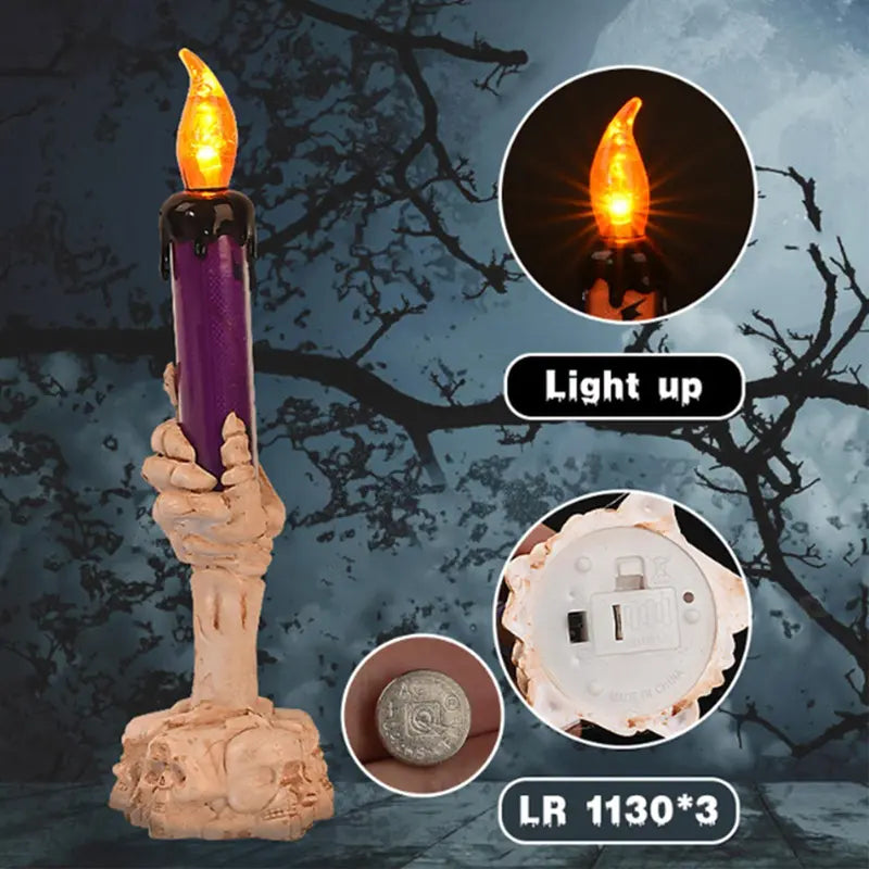 Halloween Vivid Resin Skeleton Hand Finger Candle Holders, 2026 Halloween Delicate Bar Home Party Desktop Tea Light Holders Decor