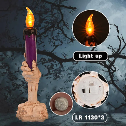 Halloween Vivid Resin Skeleton Hand Finger Candle Holders, 2026 Halloween Delicate Bar Home Party Desktop Tea Light Holders Decor