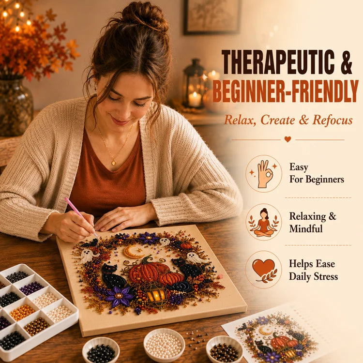 👻 Ghost Pearl Art DIY Kit – 3D Halloween Diamond Painting Craft, Sparkling Resin Pearl Mosaic Wall Decor