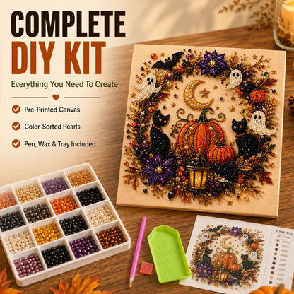 👻 Ghost Pearl Art DIY Kit – 3D Halloween Diamond Painting Craft, Sparkling Resin Pearl Mosaic Wall Decor