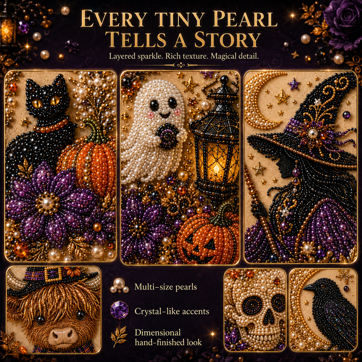👻✨ Halloween Pearl Art DIY Kit – Turn Tiny Pearls into Spooky-Cute Magic