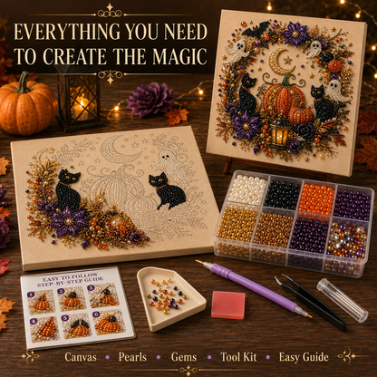 👻✨ Halloween Pearl Art DIY Kit – Turn Tiny Pearls into Spooky-Cute Magic