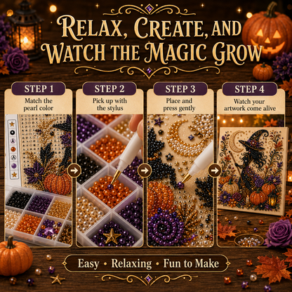👻✨ Halloween Pearl Art DIY Kit – Turn Tiny Pearls into Spooky-Cute Magic