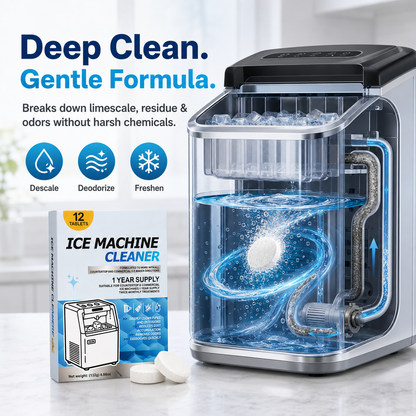 Ice Machine Cleaner Tablets – 12 Pack, Descaler & Deodorizer, Stainless Steel Safe