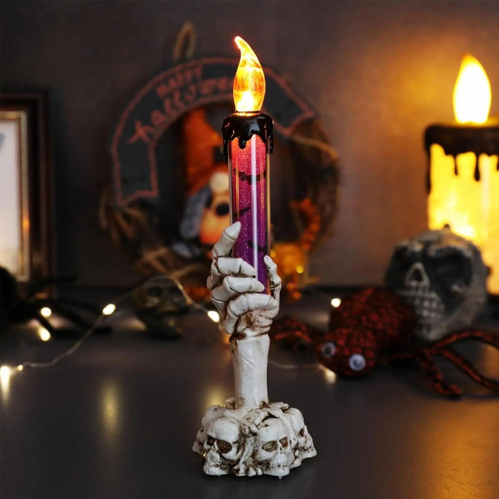 Halloween Vivid Resin Skeleton Hand Finger Candle Holders, 2026 Halloween Delicate Bar Home Party Desktop Tea Light Holders Decor