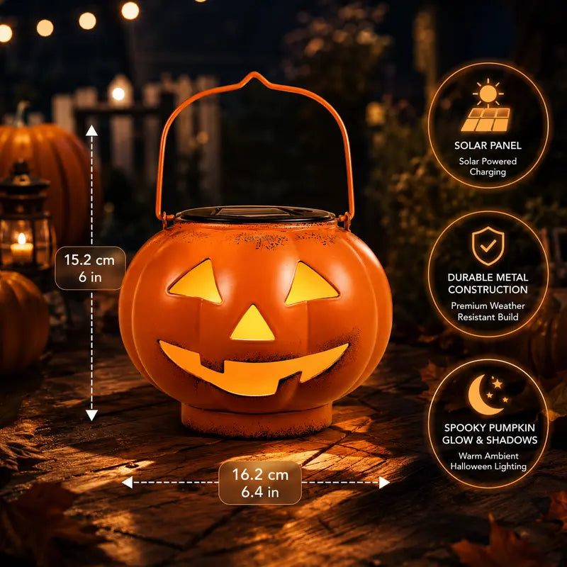 Halloween Pumpkin Solar Lanterns - Jack O Lantern Hanging Solar Light Waterproof